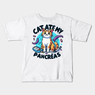 Mischievous Feline: Cat Ate My Pancreas Humor Kids T-Shirt